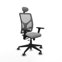 Motilla traslack malla gris similpiel gris brazos 3D base piramidal cabecero fijo ruedas 65mm engomadas