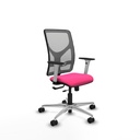 Motilla traslack malla gris similpiel rosa brazos blancos base aluminio  ruedas 65mm nailon