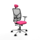 Motilla traslack malla gris similpiel rosa brazos blancos base aluminio cabecero fijo ruedas 65mm nailon