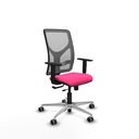 Motilla traslack malla gris similpiel rosa brazos 1D base aluminio  ruedas 65mm engomadas
