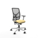 Motilla traslack malla gris similpiel crema brazos blancos base blanca  ruedas 65mm engomadas
