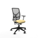 Motilla traslack malla gris similpiel crema brazos blancos base piramidal  ruedas 65mm engomadas
