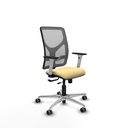 Motilla traslack malla gris similpiel crema brazos blancos base aluminio  ruedas 65mm engomadas