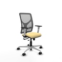 Motilla traslack malla gris similpiel crema brazos blancos base aluminio  ruedas 65mm nailon