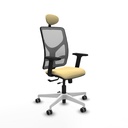 Motilla traslack malla gris similpiel crema brazos 2D base blanca cabecero fijo ruedas 65mm engomadas
