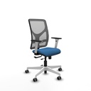 Motilla traslack malla gris similpiel azul claro brazos blancos base blanca  ruedas 65mm engomadas