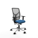 Motilla traslack malla gris similpiel azul claro brazos 1D base aluminio  ruedas 65mm nailon