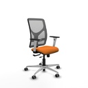 Motilla traslack malla gris similpiel naranja brazos blancos base aluminio  ruedas 65mm engomadas
