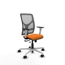 Motilla traslack malla gris similpiel naranja brazos blancos base aluminio  ruedas 65mm nailon
