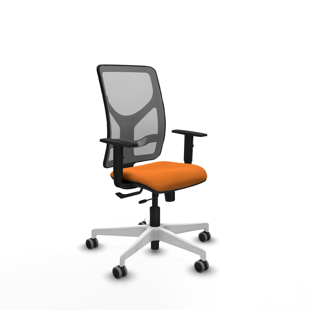 Motilla traslack malla gris similpiel naranja brazos 1D base blanca  ruedas 65mm engomadas