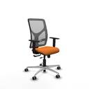 Motilla traslack malla gris similpiel naranja brazos 1D base aluminio  ruedas 65mm engomadas