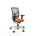 Motilla traslack malla gris similpiel naranja brazos 2D base blanca  ruedas 65mm engomadas