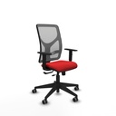 Motilla traslack malla gris similpiel rojo brazos 1D base piramidal  ruedas 65mm engomadas