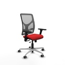 Motilla traslack malla gris similpiel rojo brazos 3D base aluminio  ruedas 65mm engomadas