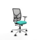 Motilla traslack malla gris similpiel turquesa brazos blancos base blanca  ruedas 65mm engomadas