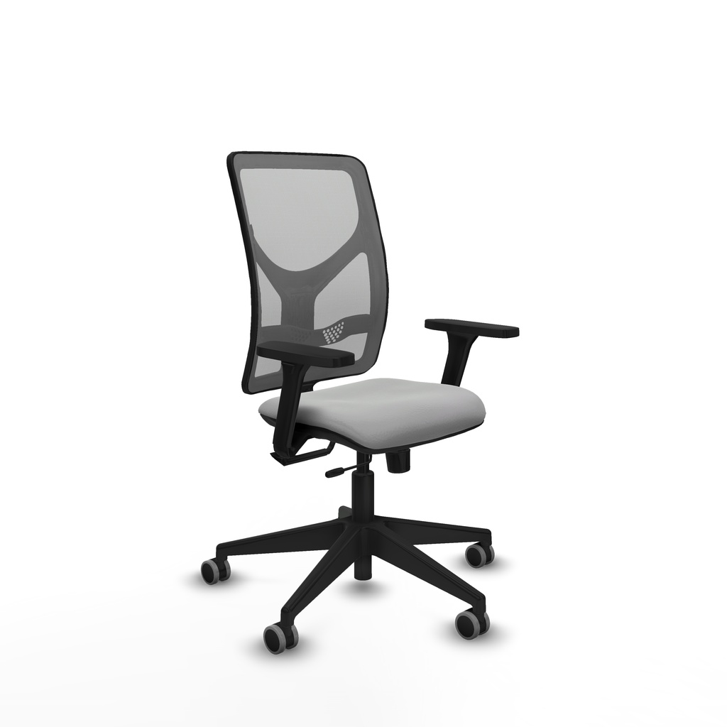 Motilla traslack malla gris similpiel gris claro brazos 3D base piramidal  ruedas 65mm engomadas