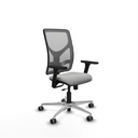 Motilla traslack malla gris similpiel gris claro brazos 3D base aluminio  ruedas 65mm engomadas