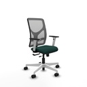 Motilla traslack malla gris similpiel verde botella brazos blancos base blanca  ruedas 65mm nailon