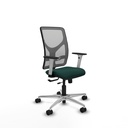 Motilla traslack malla gris similpiel verde botella brazos blancos base aluminio  ruedas 65mm nailon