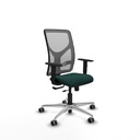 Motilla traslack malla gris similpiel verde botella brazos 1D base aluminio  ruedas 65mm engomadas