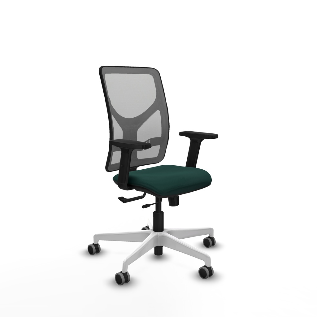 Motilla traslack malla gris similpiel verde botella brazos 2D base blanca  ruedas 65mm engomadas