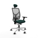 Motilla traslack malla gris similpiel verde botella brazos 3D base blanca cabecero fijo ruedas 65mm engomadas
