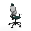 Motilla traslack malla gris similpiel verde botella brazos 3D base piramidal cabecero fijo ruedas 65mm nailon