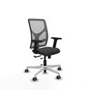 Motilla traslack malla gris similpiel gris oscuro brazos 2D base blanca  ruedas 65mm engomadas