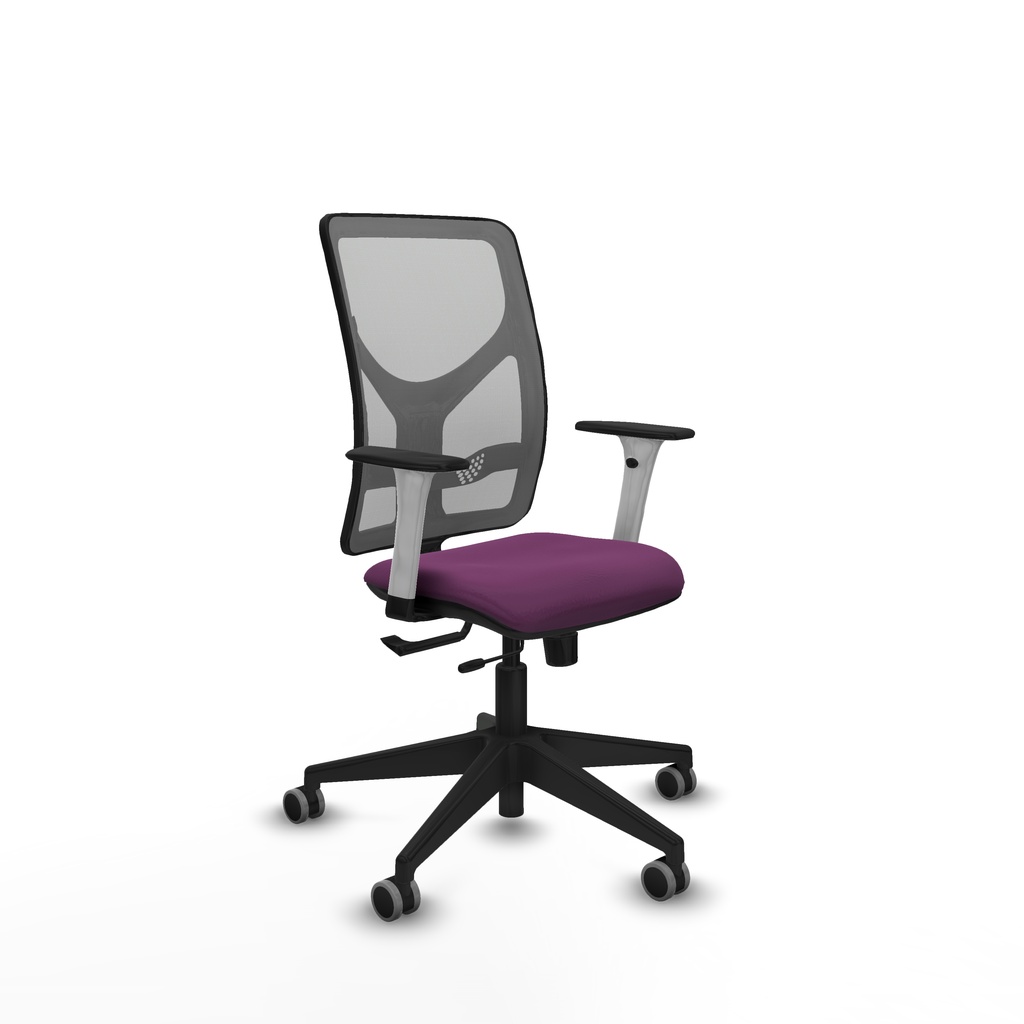 Motilla traslack malla gris similpiel morado brazos blancos base piramidal  ruedas 65mm engomadas