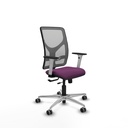 Motilla traslack malla gris similpiel morado brazos blancos base aluminio  ruedas 65mm engomadas