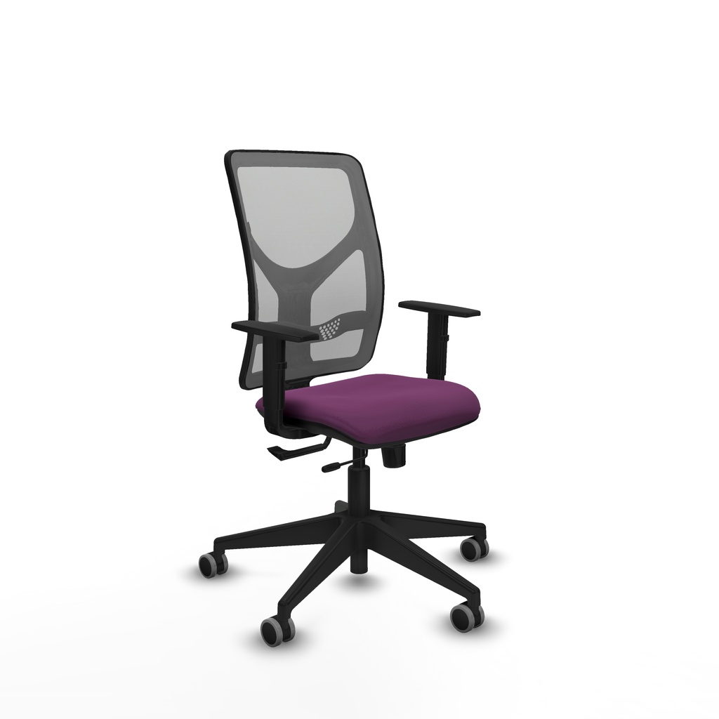 Motilla traslack malla gris similpiel morado brazos 1D base piramidal  ruedas 65mm engomadas