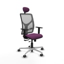 Motilla traslack malla gris similpiel morado brazos 1D base aluminio cabecero fijo ruedas 65mm engomadas