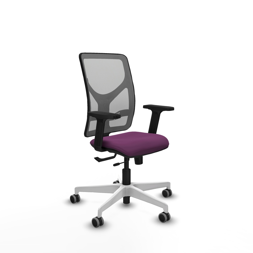 Motilla traslack malla gris similpiel morado brazos 2D base blanca  ruedas 65mm engomadas