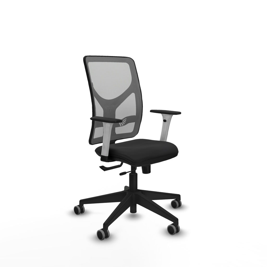 Motilla traslack malla gris similpiel negro brazos blancos base piramidal  ruedas 65mm engomadas