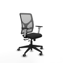 Motilla traslack malla gris similpiel negro brazos blancos base piramidal  ruedas 65mm engomadas