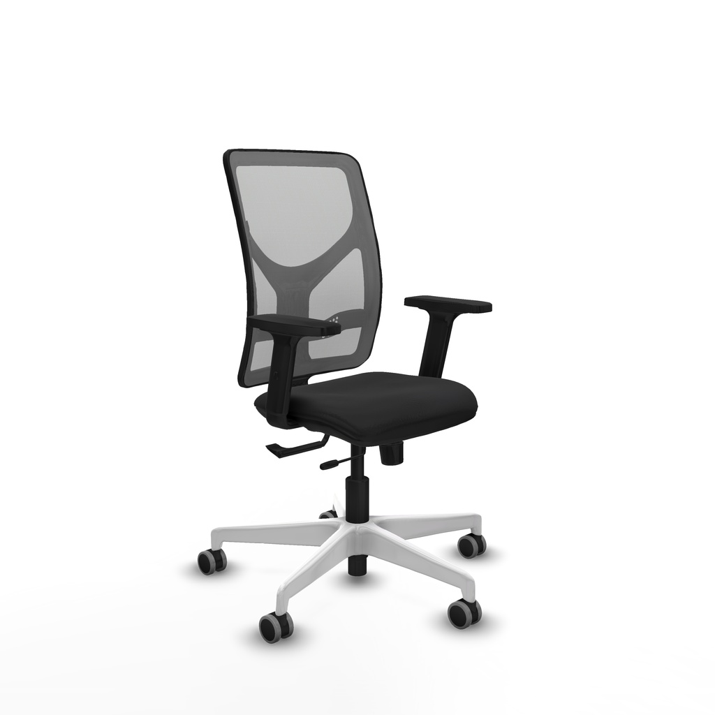 Motilla traslack malla gris similpiel negro brazos 2D base blanca  ruedas 65mm engomadas