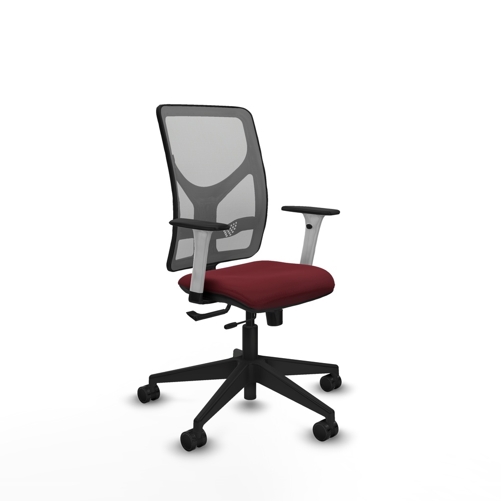 Motilla traslack malla gris similpiel granate brazos blancos base piramidal  ruedas 65mm nailon