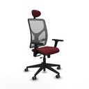Motilla traslack malla gris similpiel granate brazos 3D base piramidal cabecero fijo ruedas 65mm engomadas
