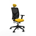Motilla traslack malla negra bali amarillo brazos 2D base piramidal cabecero fijo ruedas 65mm nailon