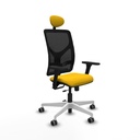 Motilla traslack malla negra bali amarillo brazos 3D base blanca cabecero fijo ruedas 65mm engomadas