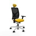 Motilla traslack malla negra bali amarillo brazos 3D base blanca cabecero fijo ruedas 65mm nailon