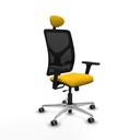 Motilla traslack malla negra bali amarillo brazos 3D base aluminio cabecero fijo ruedas 65mm engomadas