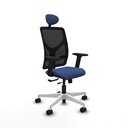 Motilla traslack malla negra bali azul marino brazos 2D base blanca cabecero fijo ruedas 65mm nailon