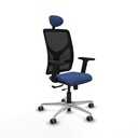 Motilla traslack malla negra bali azul marino brazos 2D base aluminio cabecero fijo ruedas 65mm engomadas