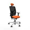 Motilla traslack malla negra bali naranja brazos 1D base blanca cabecero fijo ruedas 65mm engomadas