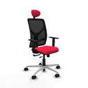 Motilla traslack malla negra bali rojo brazos 1D base aluminio cabecero fijo ruedas 65mm nailon