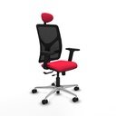 Motilla traslack malla negra bali rojo brazos 2D base aluminio cabecero fijo ruedas 65mm nailon