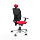 Motilla traslack malla negra bali rojo brazos 3D base aluminio cabecero fijo ruedas 65mm engomadas