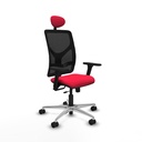 Motilla traslack malla negra bali rojo brazos 3D base aluminio cabecero fijo ruedas 65mm nailon