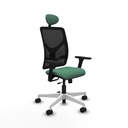 Motilla traslack malla negra bali verde esmeralda brazos 3D base blanca cabecero fijo ruedas 65mm nailon